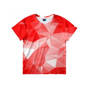Детская футболка 3D с принтом Красные полигоны в Новосибирске, 100% гипоаллергенный полиэфир | прямой крой, круглый вырез горловины, длина до линии бедер, чуть спущенное плечо, ткань немного тянется | abstract | abstraction | color | geometry | paitnt | polygon | polygonal | psy | абстракция | геометрия | краски | неоновые | полигоны | психоделика