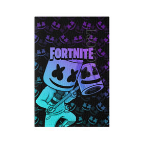 Обложка для паспорта матовая кожа с принтом FORTNITE MARSHMELLO в Новосибирске, натуральная матовая кожа | размер 19,3 х 13,7 см; прозрачные пластиковые крепления | chapter 2 | fortnite | marshmello | диджей | игры | маршмэллоу | молоток | фортнайт