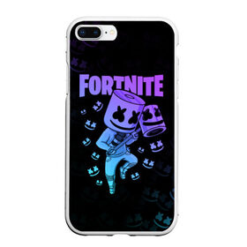 Чехол для iPhone 7Plus/8 Plus матовый с принтом FORTNITE MARSHMELLO в Новосибирске, Силикон | Область печати: задняя сторона чехла, без боковых панелей | chapter 2 | fortnite | marshmello | диджей | игры | маршмэллоу | молоток | фортнайт