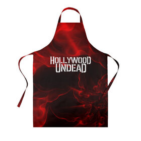 Фартук 3D с принтом HOLLYWOOD UNDEAD в Новосибирске, 100% полиэстер | общий размер — 65 х 85 см, ширина нагрудника — 26 см, горловина — 53 см, длина завязок — 54 см, общий обхват в поясе — 173 см. Принт на завязках и на горловине наносится с двух сторон, на основной части фартука — только с внешней стороны | charlie scene | danny | funny man | hollywood undead | j dog | johnny 3 tears | logo | music | rock | альтернатива | металл | музыка | музыкальный | рок