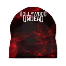 Шапка 3D с принтом HOLLYWOOD UNDEAD в Новосибирске, 100% полиэстер | универсальный размер, печать по всей поверхности изделия | charlie scene | danny | funny man | hollywood undead | j dog | johnny 3 tears | logo | music | rock | альтернатива | металл | музыка | музыкальный | рок