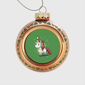 Стеклянный ёлочный шар с принтом Magical Unicorn в Новосибирске, Стекло | Диаметр: 80 мм | Тематика изображения на принте: 202 | christmas | new year | unicorn | гирлянда | единорог | елка | новый год | праздник | рождество