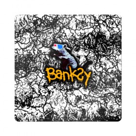 Магнит виниловый Квадрат с принтом Banksy в Новосибирске, полимерный материал с магнитным слоем | размер 9*9 см, закругленные углы | art | banksy | street | street art | арт | бэнкси | стрит | стрит арт