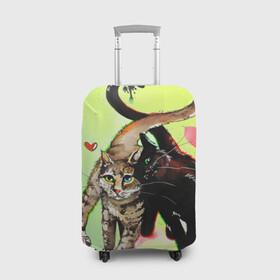 Чехол для чемодана 3D с принтом LOVE в Новосибирске, 86% полиэфир, 14% спандекс | двустороннее нанесение принта, прорези для ручек и колес | cat | cats | животные | киса | киска | кот | котики | коты | котэ | кошка | природа