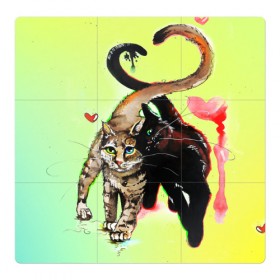 Магнитный плакат 3Х3 с принтом LOVE в Новосибирске, Полимерный материал с магнитным слоем | 9 деталей размером 9*9 см | cat | cats | животные | киса | киска | кот | котики | коты | котэ | кошка | природа