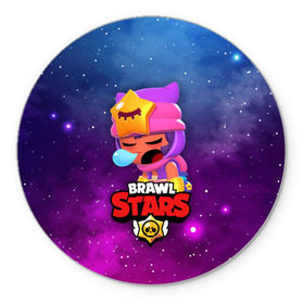 Коврик для мышки круглый с принтом SANDY SPACE (Brawl Stars) в Новосибирске, резина и полиэстер | круглая форма, изображение наносится на всю лицевую часть | brawl | bull | colt | crow | game | games | leon | online | penny | poco | sandy | shelly | spike | star | stars | wanted | брав | бравл | браво | звезда | звезды | игра | игры | лого | онлайн | сенди | старс | сэнди