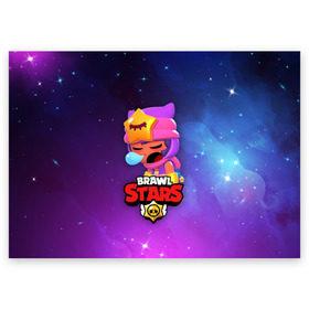 Поздравительная открытка с принтом SANDY SPACE (Brawl Stars) в Новосибирске, 100% бумага | плотность бумаги 280 г/м2, матовая, на обратной стороне линовка и место для марки
 | brawl | bull | colt | crow | game | games | leon | online | penny | poco | sandy | shelly | spike | star | stars | wanted | брав | бравл | браво | звезда | звезды | игра | игры | лого | онлайн | сенди | старс | сэнди