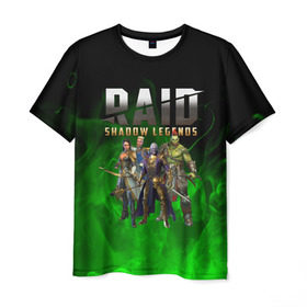 Мужская футболка 3D с принтом RAID SHADOW LEGENDS в Новосибирске, 100% полиэфир | прямой крой, круглый вырез горловины, длина до линии бедер | raid shadow legends | raid: shadow legends | rsl | рейд легенды теней