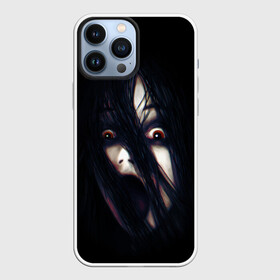 Чехол для iPhone 13 Pro Max с принтом Cry в Новосибирске,  |  | black | cry | eyes | fear | girl | hair | hairstyle | halloween | horror | pitch dark | волосы | глаза | девочка | крик | прическа | темень | ужас | хэллоуин | черный