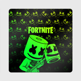 Магнит виниловый Квадрат с принтом FORTNITE MARSHMELLO в Новосибирске, полимерный материал с магнитным слоем | размер 9*9 см, закругленные углы | chapter 2 | fortnite | marshmello | диджей | игры | маршмэллоу | молоток | фортнайт