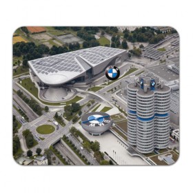 Коврик для мышки прямоугольный с принтом BMW city в Новосибирске, натуральный каучук | размер 230 х 185 мм; запечатка лицевой стороны | Тематика изображения на принте: bmw | buildings | city | germany | munich | prestige | бмв | германия | город | здания | мюнхен | престиж