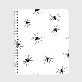 Тетрадь с принтом Пауки в Новосибирске, 100% бумага | 48 листов, плотность листов — 60 г/м2, плотность картонной обложки — 250 г/м2. Листы скреплены сбоку удобной пружинной спиралью. Уголки страниц и обложки скругленные. Цвет линий — светло-серый
 | spider | spiders | абстрактный | абстракция | животное | животные | жук | жуки | насекомое | насекомые | паук | паучий | паучки | паучок | природа | фауна