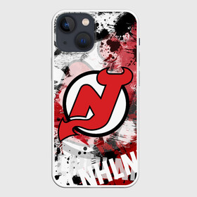 Чехол для iPhone 13 mini с принтом Нью Джерси Девилз в Новосибирске,  |  | devils | hockey | new jersey | new jersey devils | nhl | usa | девилз | нхл | нью джерси | нью джерси девилз | спорт | сша | хоккей | шайба