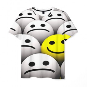 Мужская футболка 3D с принтом EMOJI 2019 в Новосибирске, 100% полиэфир | прямой крой, круглый вырез горловины, длина до линии бедер | emoji | настроение | позитив | смайлики | смайлы | стикеры | текстура смайл | улыбки | фон смайл | эмодзи