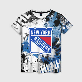 Женская футболка 3D с принтом Нью-Йорк Рейнджерс в Новосибирске, 100% полиэфир ( синтетическое хлопкоподобное полотно) | прямой крой, круглый вырез горловины, длина до линии бедер | hockey | new york | new york rangers | nhl | rangers | usa | нхл | нью йорк | нью йорк рейнджерс | рейнджерс | спорт | сша | хоккей | шайба