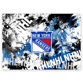 Поздравительная открытка с принтом Нью-Йорк Рейнджерс в Новосибирске, 100% бумага | плотность бумаги 280 г/м2, матовая, на обратной стороне линовка и место для марки
 | hockey | new york | new york rangers | nhl | rangers | usa | нхл | нью йорк | нью йорк рейнджерс | рейнджерс | спорт | сша | хоккей | шайба
