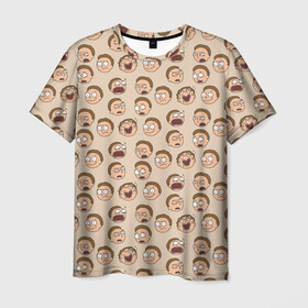 Мужская футболка 3D с принтом Эмоции Морти в Новосибирске, 100% полиэфир | прямой крой, круглый вырез горловины, длина до линии бедер | Тематика изображения на принте: dsgnosadchaya | rick  morty | vdosadir | джастин ройланд | дэн хармон | миссикс | плюмбус | рик и морти | эмоции