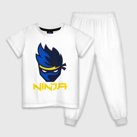 Детская пижама хлопок с принтом FORTNITE NINJA в Новосибирске, 100% хлопок |  брюки и футболка прямого кроя, без карманов, на брюках мягкая резинка на поясе и по низу штанин
 | fortnite | fortnite 2 | fortnite x | marshmello | ninja | ninja hyper streamer | ninja streamer | streamer | tyler blevins | маршмелло | ниндзя | фортнайт | фортнайт 2 | фортнайт глава 2