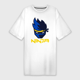 Платье-футболка хлопок с принтом FORTNITE NINJA в Новосибирске,  |  | fortnite | fortnite 2 | fortnite x | marshmello | ninja | ninja hyper streamer | ninja streamer | streamer | tyler blevins | маршмелло | ниндзя | фортнайт | фортнайт 2 | фортнайт глава 2