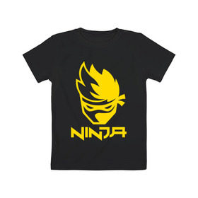 Детская футболка хлопок с принтом FORTNITE NINJA в Новосибирске, 100% хлопок | круглый вырез горловины, полуприлегающий силуэт, длина до линии бедер | fnchap2 | fortnite | fortnite 2 | fortnite x | marshmello | ninja | ninja hyper streamer | ninja streamer | streamer | tyler blevins | маршмелло | ниндзя | фортнайт | фортнайт 2 | фортнайт глава 2