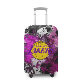 Чехол для чемодана 3D с принтом Лос-Анджелес Лейкерс в Новосибирске, 86% полиэфир, 14% спандекс | двустороннее нанесение принта, прорези для ручек и колес | lakers | los angeles | los angeles lakers | nba | баскетбол | лейкерс | лос анджелес | лос анджелес лейкерс | нба