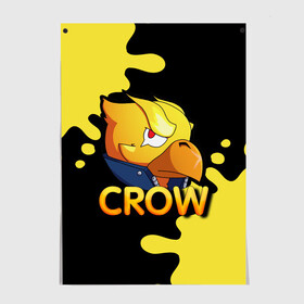 Постер с принтом Crow (Brawl Stars) в Новосибирске, 100% бумага
 | бумага, плотность 150 мг. Матовая, но за счет высокого коэффициента гладкости имеет небольшой блеск и дает на свету блики, но в отличии от глянцевой бумаги не покрыта лаком | brawl stars | crow | game | leon | бравл | бравл стар | бравл старс | ворон | ворона | детская | детям | игра | компьютерная игра | кров | леон | персонаж | развлечение