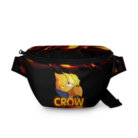 Поясная сумка 3D с принтом Crow (Brawl Stars) в Новосибирске, 100% полиэстер | плотная ткань, ремень с регулируемой длиной, внутри несколько карманов для мелочей, основное отделение и карман с обратной стороны сумки застегиваются на молнию | brawl stars | crow | game | leon | бравл | бравл стар | бравл старс | ворон | ворона | детская | детям | игра | компьютерная игра | кров | леон | персонаж | развлечение