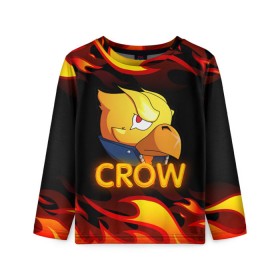 Детский лонгслив 3D с принтом Crow (Brawl Stars) в Новосибирске, 100% полиэстер | длинные рукава, круглый вырез горловины, полуприлегающий силуэт
 | brawl stars | crow | game | leon | бравл | бравл стар | бравл старс | ворон | ворона | детская | детям | игра | компьютерная игра | кров | леон | персонаж | развлечение