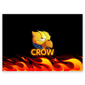 Поздравительная открытка с принтом Crow (Brawl Stars) в Новосибирске, 100% бумага | плотность бумаги 280 г/м2, матовая, на обратной стороне линовка и место для марки
 | brawl stars | crow | game | leon | бравл | бравл стар | бравл старс | ворон | ворона | детская | детям | игра | компьютерная игра | кров | леон | персонаж | развлечение