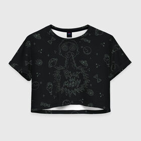 Женская футболка Cropp-top с принтом Planet Morty In Space в Новосибирске, 100% полиэстер | круглая горловина, длина футболки до линии талии, рукава с отворотами | dsgnosadchaya | rick  morty | space debris | vdosadir | джастин ройланд | дэн хармон | миссикс | планета | плюмбус | рик и морти