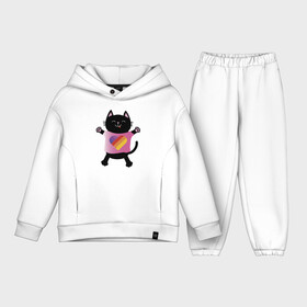 Детский костюм хлопок Oversize с принтом Black cat в Новосибирске,  |  | black | cat | eyes | heart | like | likee | moustache | mouth | nose | paws | smile | tail | tounge | глаза | кот | котенок | кошка | лапы | нос | рот | сердце | улыбка | усы | хвост | черный | язык