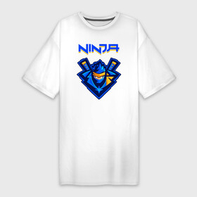 Платье-футболка хлопок с принтом FORTNITE NINJA в Новосибирске,  |  | fnchap2 | fortnite | fortnite 2 | fortnite x | marshmello | ninja | ninja hyper streamer | ninja streamer | streamer | tyler blevins | маршмелло | ниндзя | фортнайт | фортнайт 2 | фортнайт глава 2