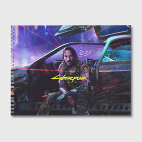 Альбом для рисования с принтом CYBERPUNK 2077 - КИАНУ в Новосибирске, 100% бумага
 | матовая бумага, плотность 200 мг. | 2077 | cyber | cyberpunk | demon | glitch | keanu | logo | punk | reeves | samurai | symbol | team | trauma | глитч | демон | киану | кибер | киберпанк | клан | лого | логотип | огонь | панк | ривз | самурай | символ