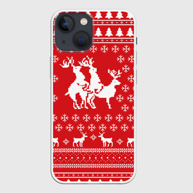 Чехол для iPhone 13 mini с принтом СВИТЕР С ОЛЕНЯМИ в Новосибирске,  |  | christmas | new year | winter | дед мороз | зима | ирония | клауз | клаус | новый год | олени | подарки | рождество | санта | сарказм | свитер с оленями | снег
