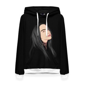 Женская толстовка 3D с принтом Billie Eilish в Новосибирске, 100% полиэстер  | двухслойный капюшон со шнурком для регулировки, мягкие манжеты на рукавах и по низу толстовки, спереди карман-кенгуру с мягким внутренним слоем. | bad | billie | boy | boys | eilish | girl | girls | music | pop | rap | sad | trend | билли | грустно | девочка | девочки | девушка | мальчик | музыка | поп | рэп | тренд | эйлиш