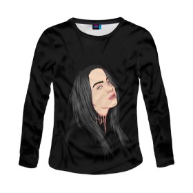 Женский лонгслив 3D с принтом Billie Eilish в Новосибирске, 100% полиэстер | длинные рукава, круглый вырез горловины, полуприлегающий силуэт | bad | billie | boy | boys | eilish | girl | girls | music | pop | rap | sad | trend | билли | грустно | девочка | девочки | девушка | мальчик | музыка | поп | рэп | тренд | эйлиш