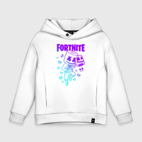 Детское худи Oversize хлопок с принтом FORTNITE MARSHMELLO в Новосибирске, френч-терри — 70% хлопок, 30% полиэстер. Мягкий теплый начес внутри —100% хлопок | боковые карманы, эластичные манжеты и нижняя кромка, капюшон на магнитной кнопке | chapter 2 | fortnite | marshmello | диджей | игры | маршмэллоу | молоток | фортнайт