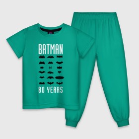 Детская пижама хлопок с принтом Batman Logos в Новосибирске, 100% хлопок |  брюки и футболка прямого кроя, без карманов, на брюках мягкая резинка на поясе и по низу штанин
 | 80 | 80th | anniversary | bat man | batman | batman comics | caped crusader | dark knight | shtatjl | бетмен | брюс уэйн | бэт мен | бэтмен | тёмный рыцарь