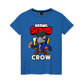 Женская футболка хлопок с принтом BRAWL STARS CROW в Новосибирске, 100% хлопок | прямой крой, круглый вырез горловины, длина до линии бедер, слегка спущенное плечо | brawl stars | brawl stars crow | brawler | crow | бравл старз | бравлер | ворон
