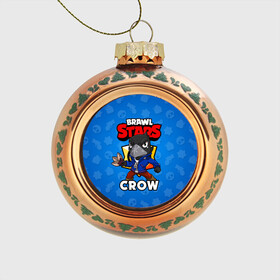Стеклянный ёлочный шар с принтом BRAWL STARS CROW в Новосибирске, Стекло | Диаметр: 80 мм | brawl stars | brawl stars crow | brawler | crow | бравл старз | бравлер | ворон