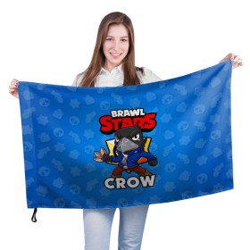 Флаг 3D с принтом BRAWL STARS CROW в Новосибирске, 100% полиэстер | плотность ткани — 95 г/м2, размер — 67 х 109 см. Принт наносится с одной стороны | brawl stars | brawl stars crow | brawler | crow | бравл старз | бравлер | ворон