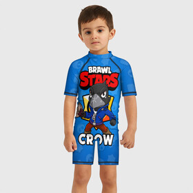 Детский купальный костюм 3D с принтом BRAWL STARS CROW в Новосибирске, Полиэстер 85%, Спандекс 15% | застежка на молнии на спине | brawl stars | brawl stars crow | brawler | crow | бравл старз | бравлер | ворон