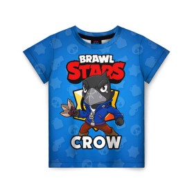 Детская футболка 3D с принтом BRAWL STARS CROW в Новосибирске, 100% гипоаллергенный полиэфир | прямой крой, круглый вырез горловины, длина до линии бедер, чуть спущенное плечо, ткань немного тянется | brawl stars | brawl stars crow | brawler | crow | бравл старз | бравлер | ворон