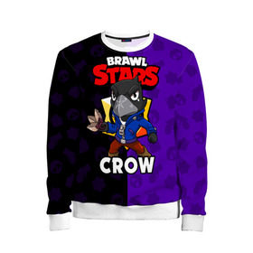 Детский свитшот 3D с принтом BRAWL STARS CROW в Новосибирске, 100% полиэстер | свободная посадка, прямой крой, мягкая тканевая резинка на рукавах и понизу свитшота | brawl stars | brawl stars crow | brawler | crow | бравл старз | бравлер | ворон