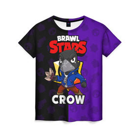 Женская футболка 3D с принтом BRAWL STARS CROW в Новосибирске, 100% полиэфир ( синтетическое хлопкоподобное полотно) | прямой крой, круглый вырез горловины, длина до линии бедер | brawl stars | brawl stars crow | brawler | crow | бравл старз | бравлер | ворон