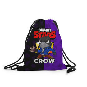 Рюкзак-мешок 3D с принтом BRAWL STARS CROW в Новосибирске, 100% полиэстер | плотность ткани — 200 г/м2, размер — 35 х 45 см; лямки — толстые шнурки, застежка на шнуровке, без карманов и подкладки | brawl stars | brawl stars crow | brawler | crow | бравл старз | бравлер | ворон