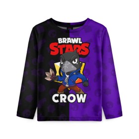 Детский лонгслив 3D с принтом BRAWL STARS CROW в Новосибирске, 100% полиэстер | длинные рукава, круглый вырез горловины, полуприлегающий силуэт
 | brawl stars | brawl stars crow | brawler | crow | бравл старз | бравлер | ворон