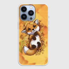 Чехол для iPhone 13 Pro с принтом Осенний лисёнок в Новосибирске,  |  | fox | лис | лиса | лисёнок | лисичка | листва | листья | осень | рыжая