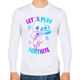 Мужской лонгслив хлопок с принтом FORTNITE x MARSHMELLO в Новосибирске, 100% хлопок |  | fortnite | fortnite 2 | fortnite x | marshmello | ninja | ninja hyper streamer | ninja streamer | streamer | tyler blevins | маршмелло | ниндзя | фортнайт | фортнайт 2 | фортнайт глава 2