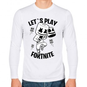 Мужской лонгслив хлопок с принтом FORTNITE x MARSHMELLO в Новосибирске, 100% хлопок |  | fortnite | fortnite 2 | fortnite x | marshmello | ninja | ninja hyper streamer | ninja streamer | streamer | tyler blevins | маршмелло | ниндзя | фортнайт | фортнайт 2 | фортнайт глава 2